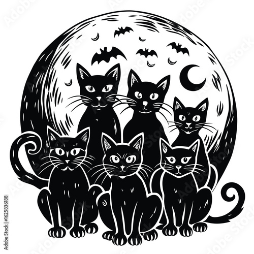 halloween cat on the moon