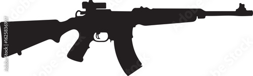 Gun silhouette on a white backing