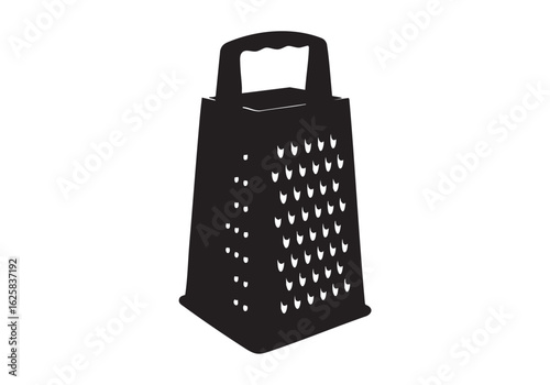 Isolated black grater silhouette kitchen utensil culinary tool simple illustration minimalistic design for cooking and food preparation needs in vector format