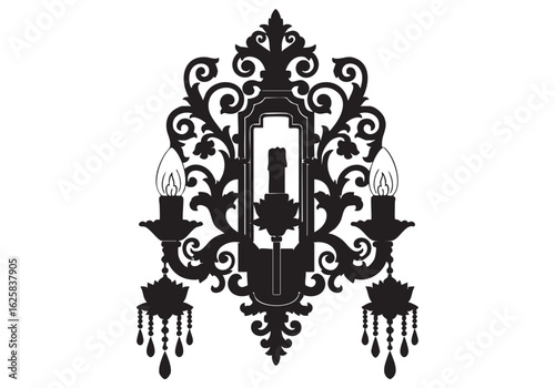 Ornate Silhouette Wall Sconce with Three Lights and Decorative Accents for Vintage Design and Elegant Home Decor