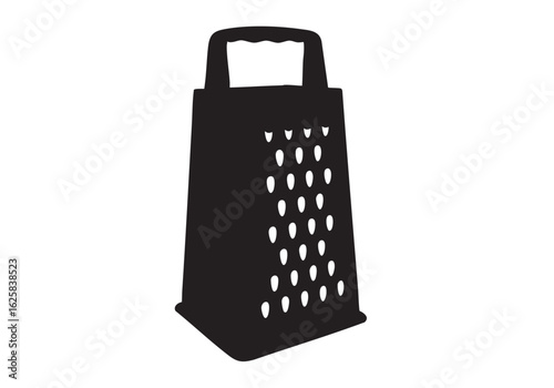 Black grater silhouette isolated on white background for culinary use in the kitchen and restaurant meal preparation equipment