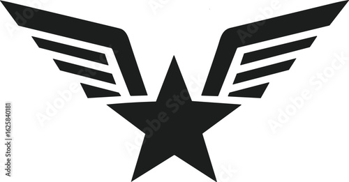 Winged Star Emblem Silhouette – Vector Badge for Military, Aviation, or Heroic Themes