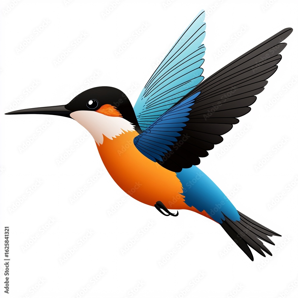 Obraz premium Colorful Kingfisher Bird in Flight with Spread Wings and Feathers