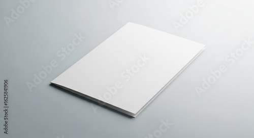 Professional blank white brochure, magazine, or booklet mockup on a clean light grey background, ideal for design presentations.