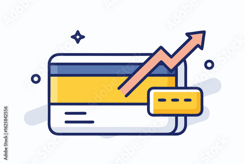 credit card growth arrow icon for finance business