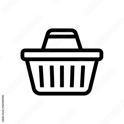Minimalist outline of a shopping basket isolated on white background. concept for retail branding, market promotion and online shopping.