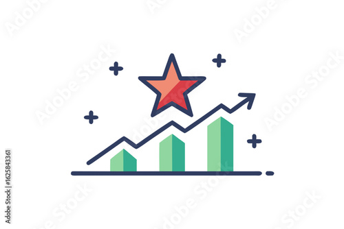 upward arrow with three stars symbolizing success