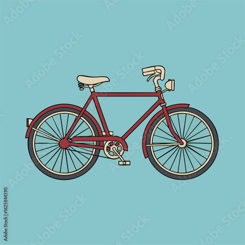 昭和レトロ_自転車_ママチャリ_ミニマルフラットデザイン - ShowaRetroBicycle_MinimalFlatDesign