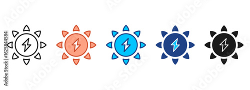 Solar Power Icon Set Multiple Style Collection