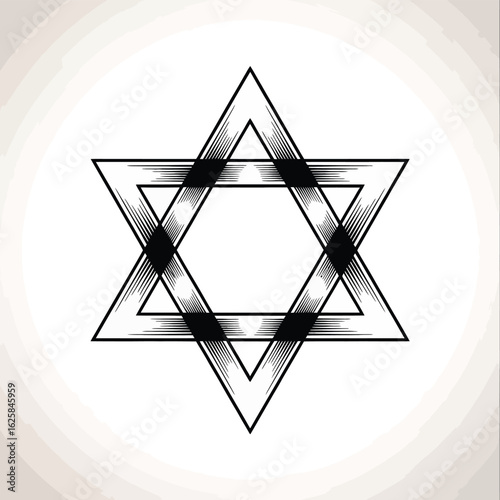 Geometric star of david symbol with abstract brush stroke texture