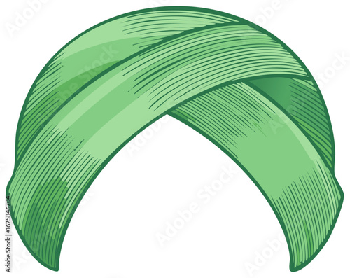 Green Headdress Engraving Style Headwear Illustration Accessory