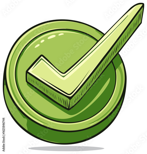 Green check mark symbol inside a circle. The symbol is a thick check mark with a slight 3D effect.