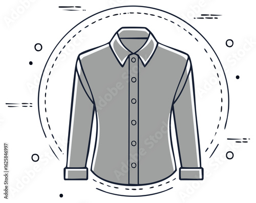 Vector illustration of a long sleeved button down shirt in a modern line art style