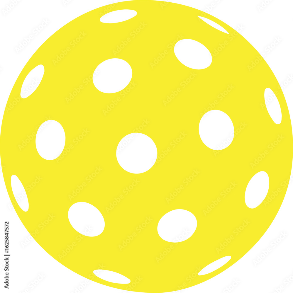 Bright yellow pickleball illustration isolated, sports equipment vector graphic design Bright yellow pickleball illustration isolated, sports equipment vector graphic design
