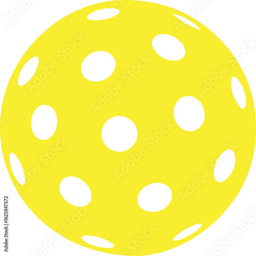 Bright yellow pickleball illustration isolated, sports equipment vector graphic design