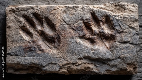 Modern Dinosaur Tracks in Fossilized Stone from the Past Era
