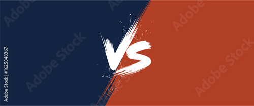 White Versus Symbol on Split Dark Blue and Orange Background competition battle