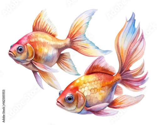 watercolor goldfish vector illustration isolated on white background
