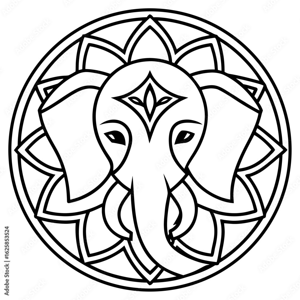 Fototapeta premium Elegant Elephant Mandala Line Art Vector Design