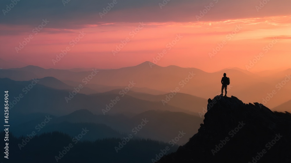 Sunset mountain view silhouette Sunset mountain view silhouette