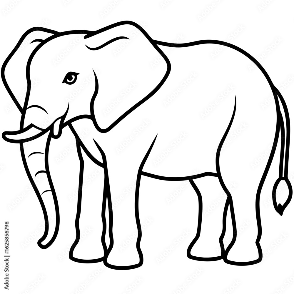 Fototapeta premium Elephant Outline Vector with Silhouette Style