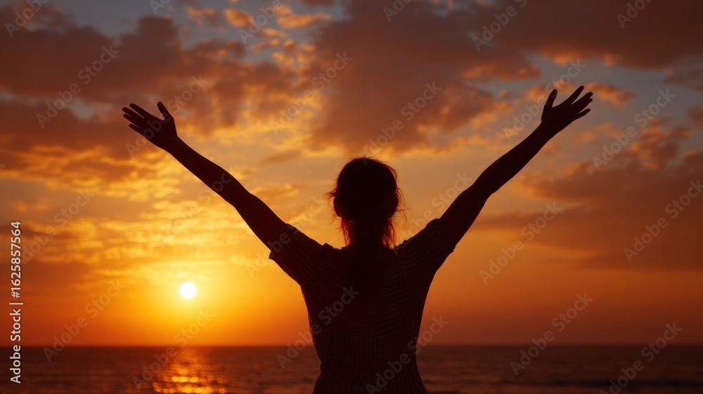 Fototapeta premium Sunset silhouette enjoyment nature