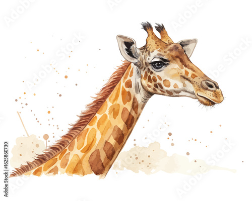 watercolor giraffe vector illustration isolated on white background