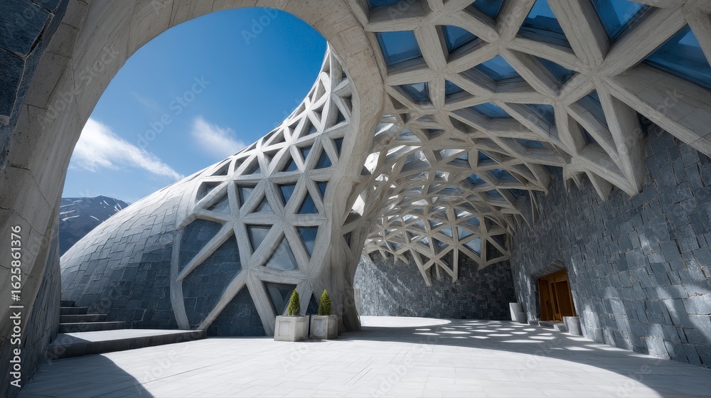 Obraz premium Abstract Architectural Detail of Modern Cultural Structure