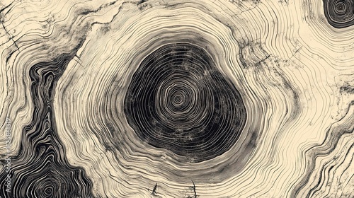 Abstract Black and White Tree Ring Texture for Background Design
