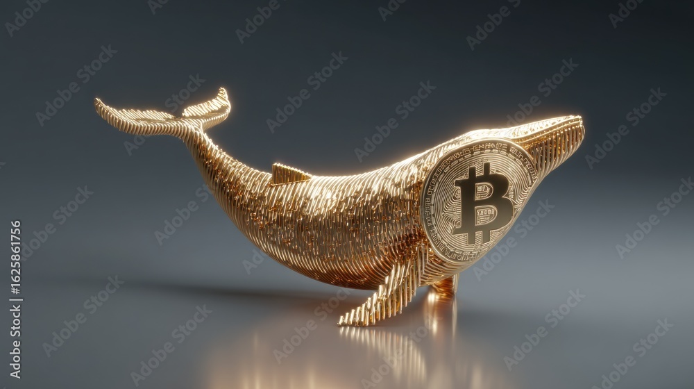 Naklejka premium Gold whale cryptocurrency illustration