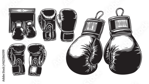Boxing Gloves Vector Design Sports Equipment Kickboxing Black And White Fight Club Gear silhouette