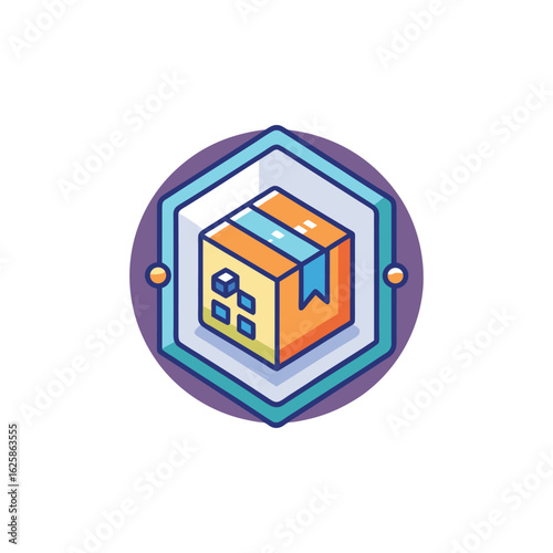 Isometric Illustration:  Packaged Goods Delivery, Modern Design, Bright Color Palette, E-commerce Concept