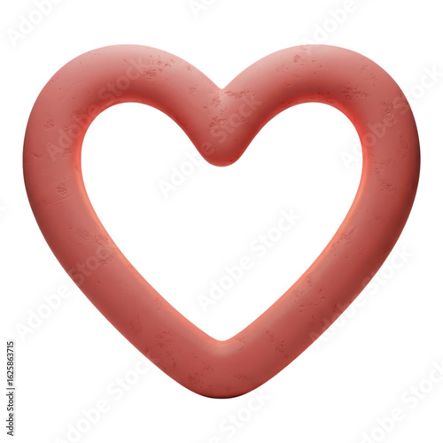 Pink clay heart shape isolated on transparent background