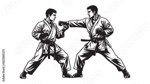 Martial arts mastery karate punch combat sport fighting technique self defense training silhouette