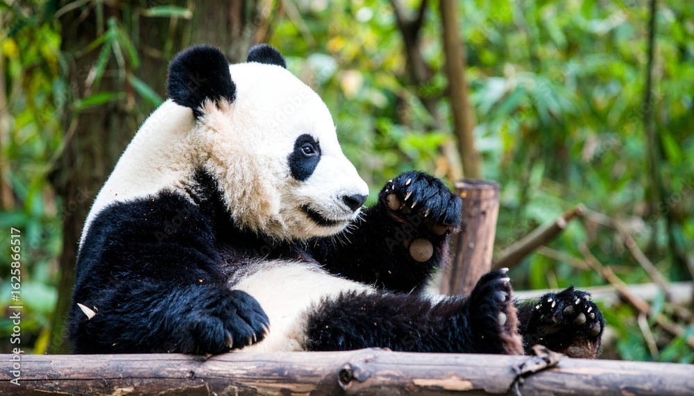 Obraz premium giant panda eating bamboo