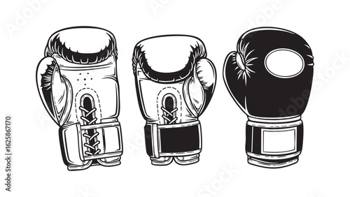 Boxing Gloves Vector Illustration Boxing Equipment Punch Sport Hand Drawn Silhouette Punching 100