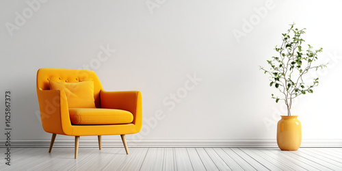 A luxurious red leather sofa in a dark, elegant room. interior mockup background empty wall in living room cozy home