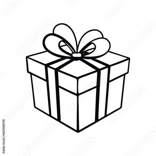 GIft box line art, gift box line drawing, Birthday gift box