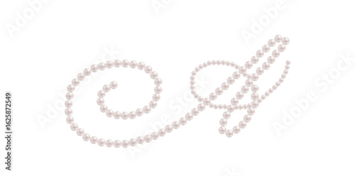 White Pearls Alphabet Letter A Luxury Text Design Vector Illustration.