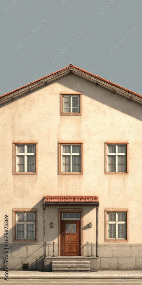 Obraz premium House Exterior: Facade, Windows, Door