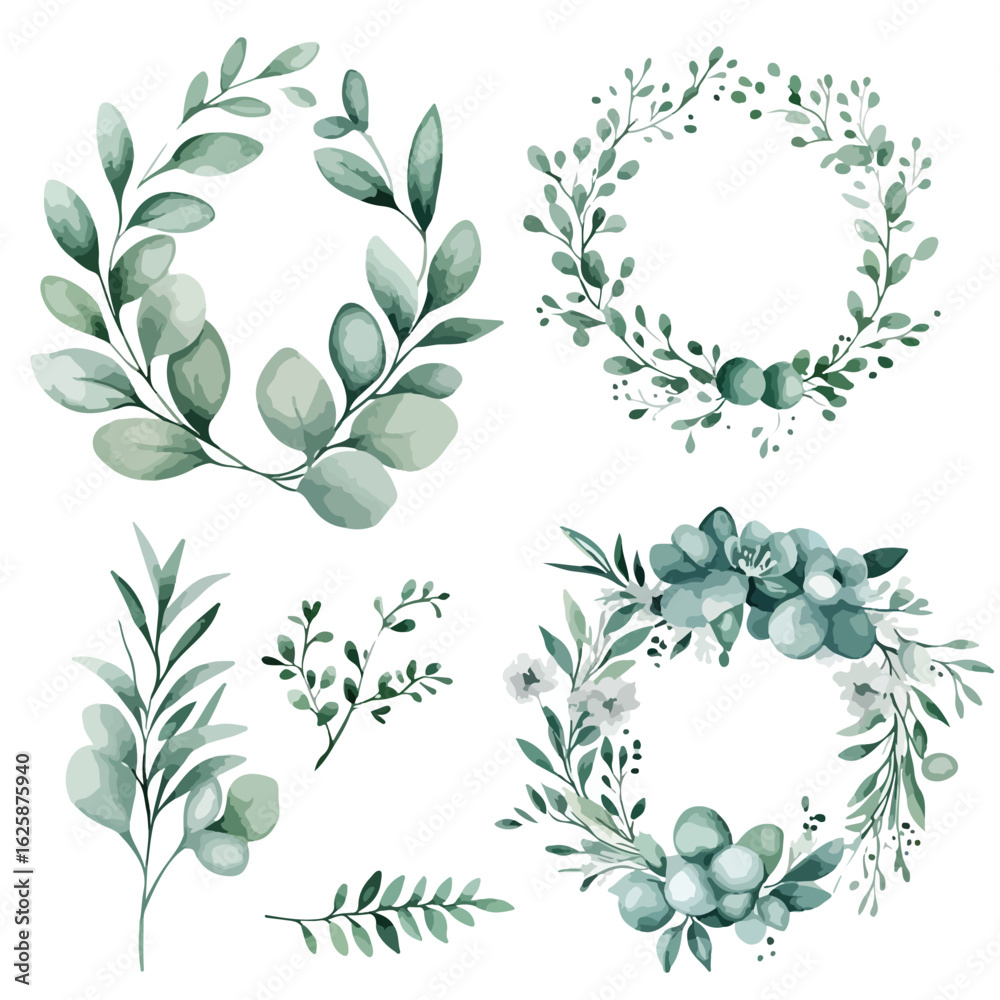 Fototapeta premium Watercolor Floral Bouquet Illustration Set