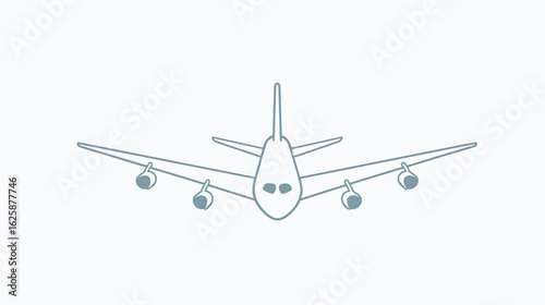 Skyward Glide – Minimal Line-Art Airliner Soaring Head-On
