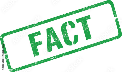 Green rubber stamp impression of the word fact stamped clearly on a transparent background isolated object isolated on transparent background