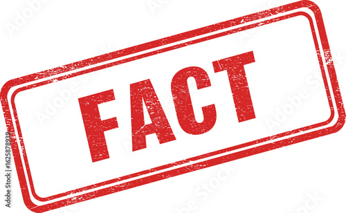 Red rubber stamp with the word fact imprinted in bold red letters on a transparent background isolated on transparent background