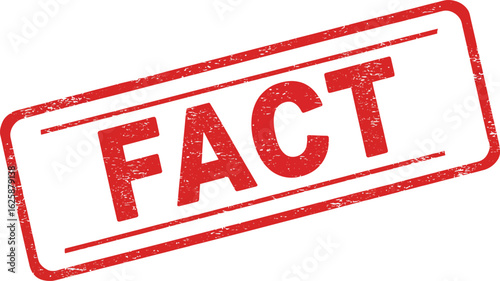 Red rubber stamp impression with the word fact in bold capital letters isolated on transparent background