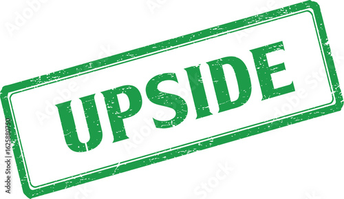 Green Upside stamp mark indicating handle with care for shipping and delivery services isolated on transparent background