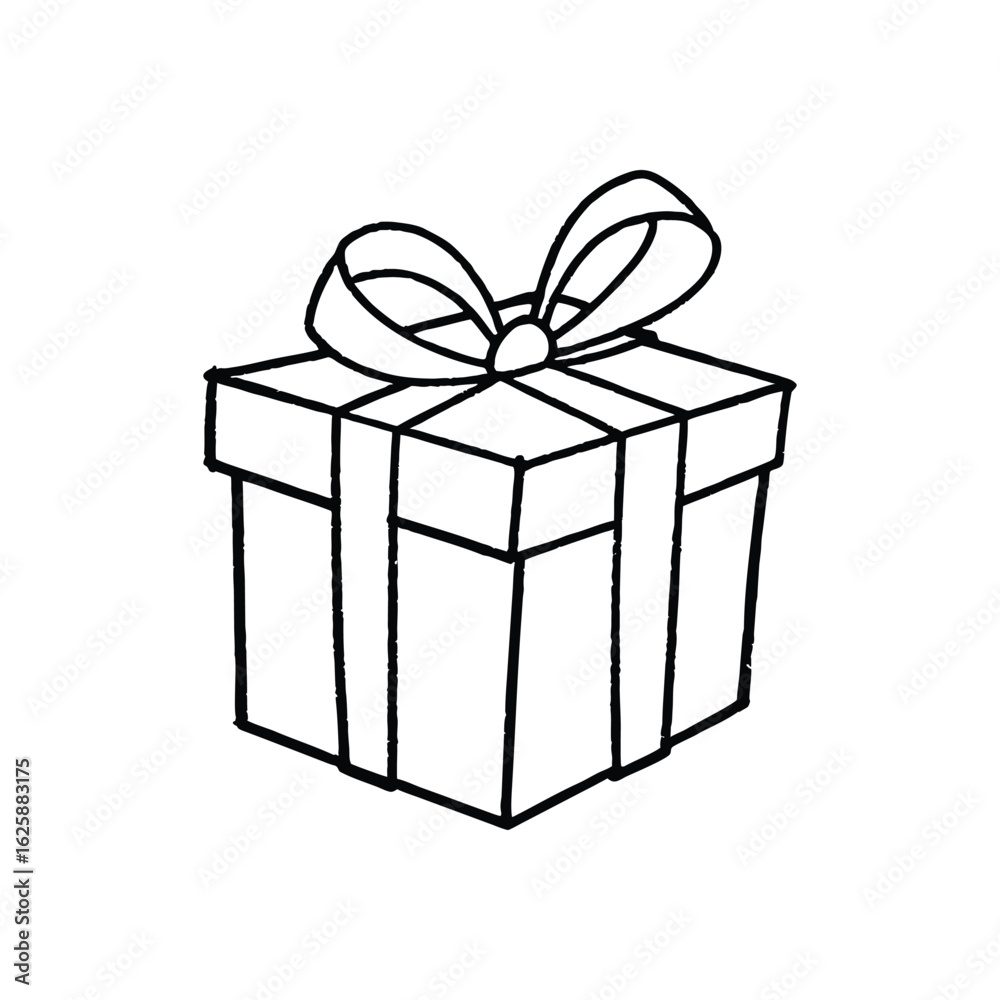 Obraz premium GIft box line art, gift box line drawing, Birthday gift box