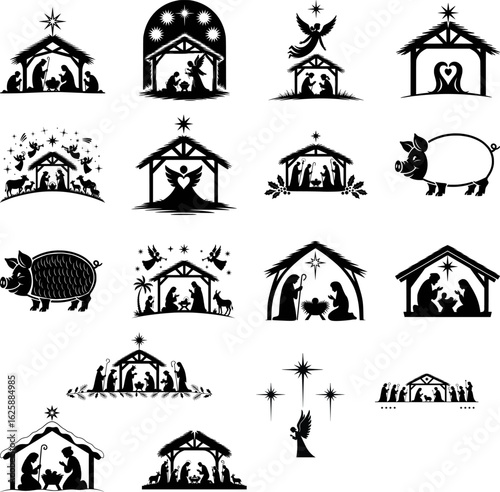 Nativity  - Manger  - Stable  - Christmas  - Nativity Clip Art - Nativity Silhouette
Nativity , Nativity scene , Christmas , Holiday Decoration Decal, Vinyl Cut File, Nativity Cricut, Silhouette