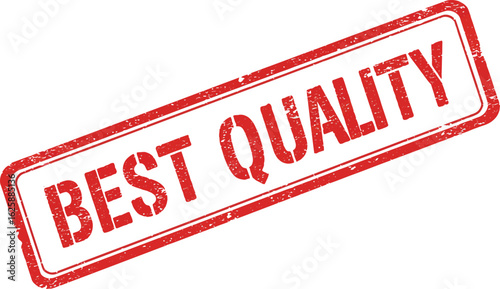 Red and white distressed rubber stamp with the words best quality printed in bold red lettering isolated on transparent background