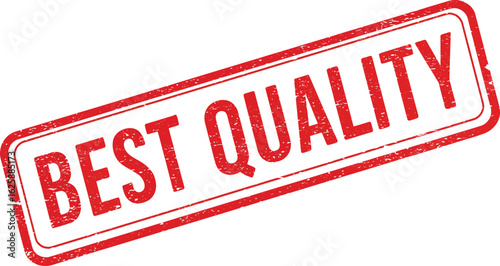 Red and white distressed stamp with the words best quality in bold red letters isolated on transparent background